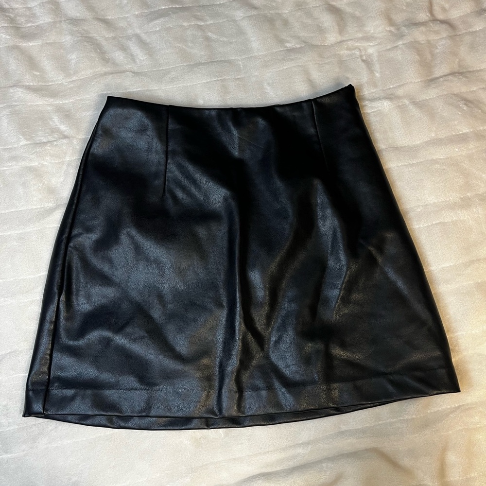Abercrombie & Fitch Black Vegan Leather Mini Skirt